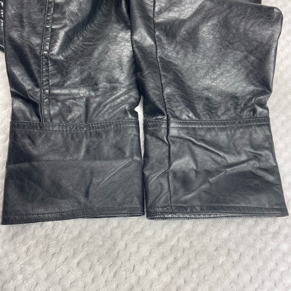 🔥Lane Crawford Belted Buttons Closure Black Faux Leather Jacket Size L - Picture 14 of 15